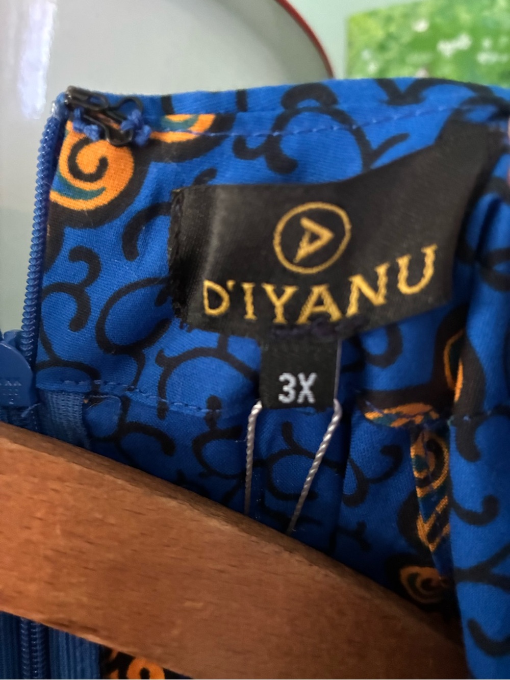 D’Iyanu sz 3X African Halter Blue & Gold Patterned Maxi Dress nwt - Picture 6 of 10